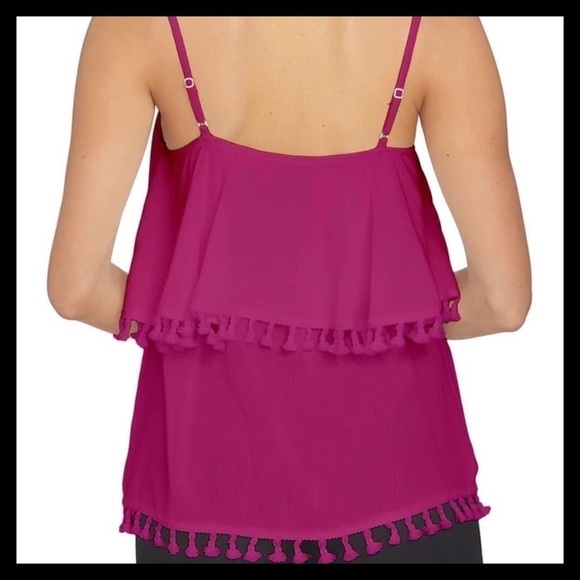 1. State Tahiti Tassel Trim Blouse Tropic Berry - Picture 5 of 8